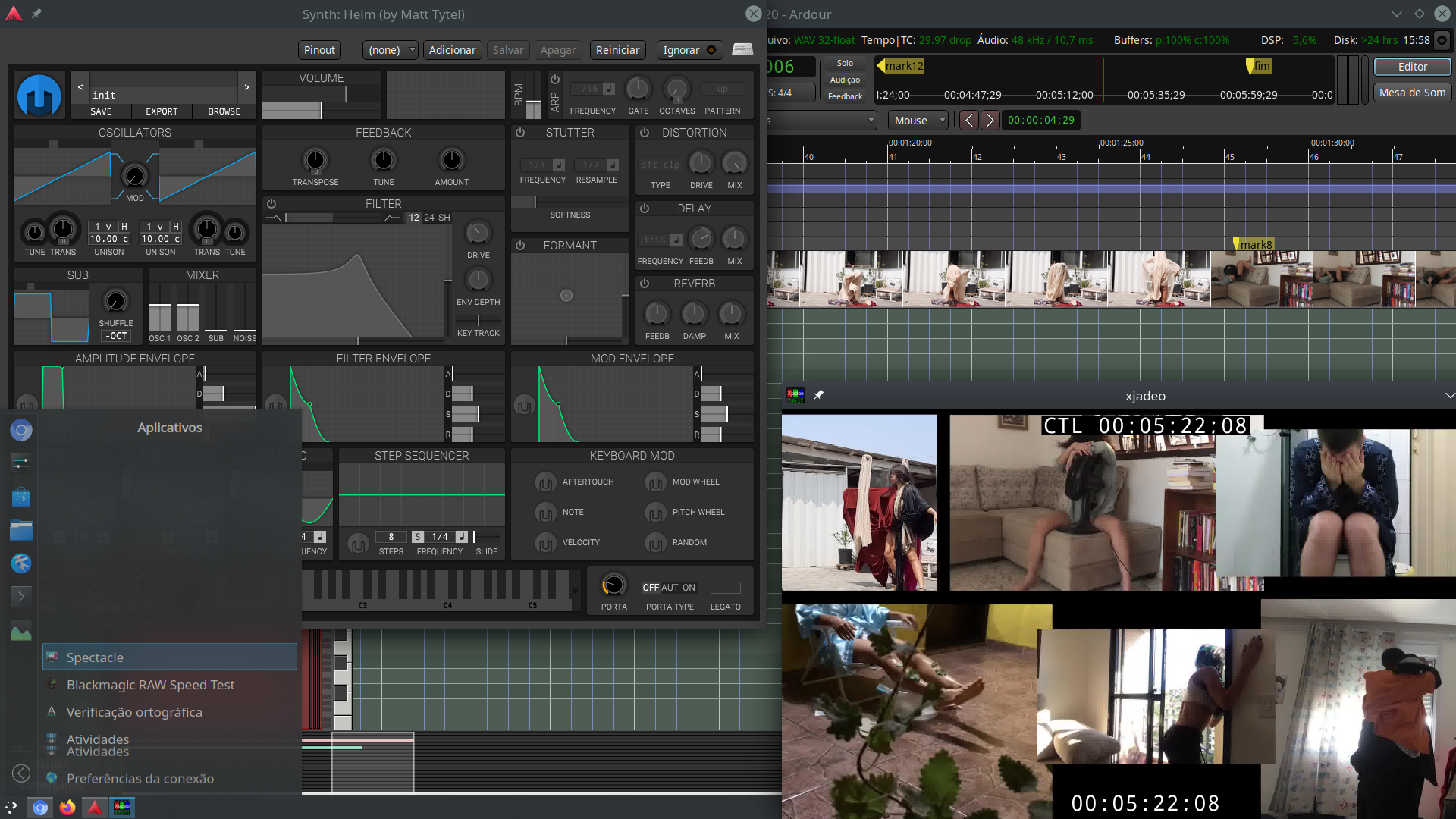 Interface do Ardour DAW — edição de áudio